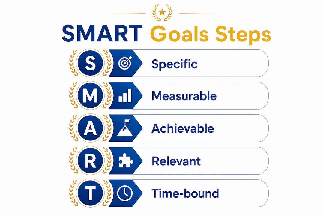 Infographic illustrating the five steps of SMART goals