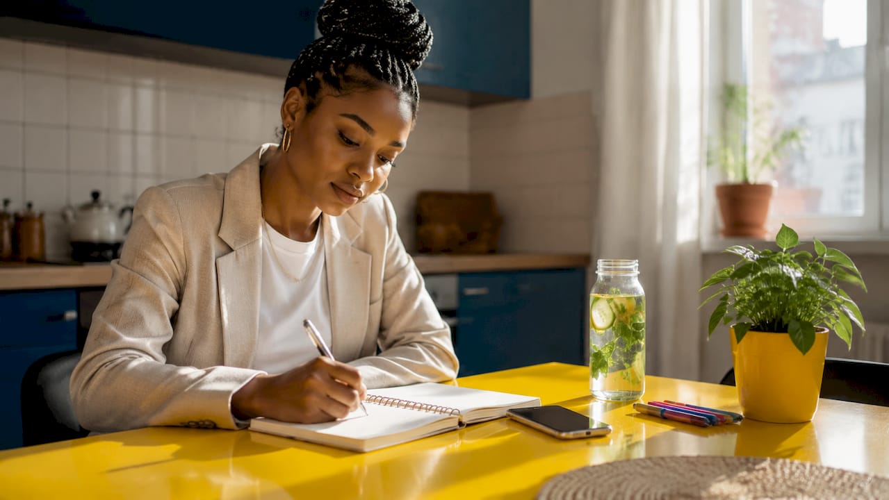 Young woman planning weekly work life balance
