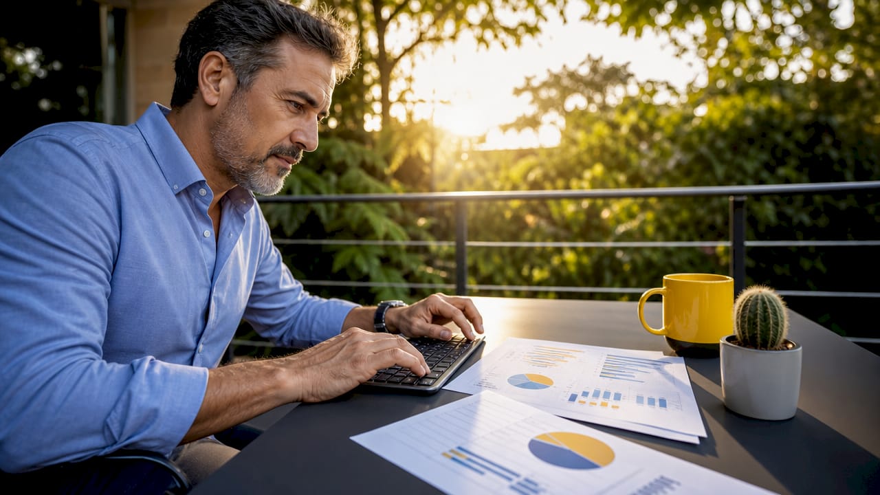 Hands typing near workforce planning reports
