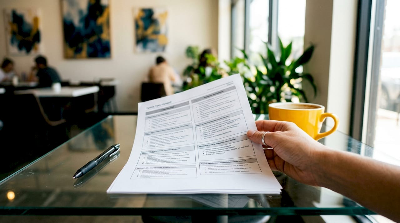 Hand holding task handoff document details