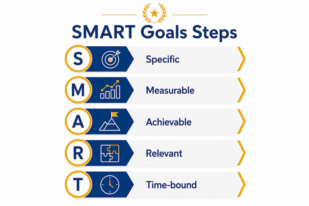 Infographic illustrating the five SMART goal criteria