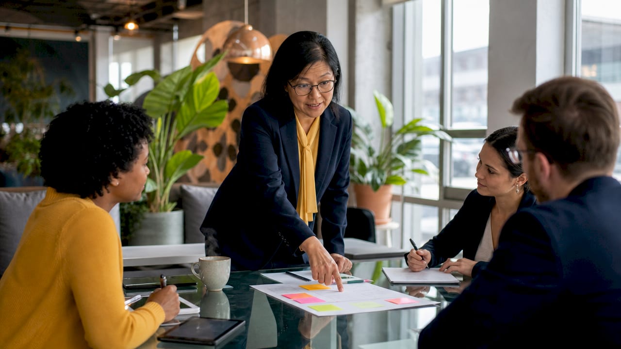 Facilitator leading structured meeting