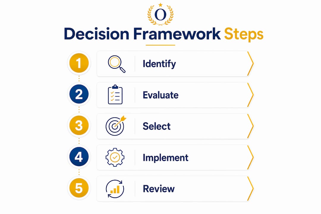 Infographic showing decision-making steps