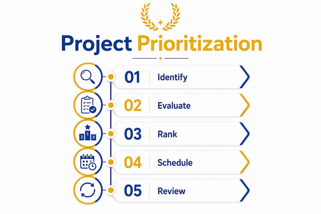 Infographic illustrating project prioritization steps
