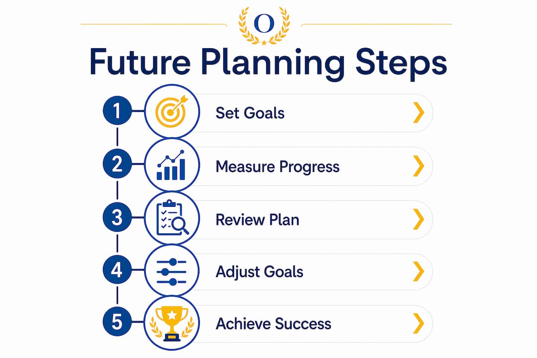 Infographic illustrating future planning steps for students