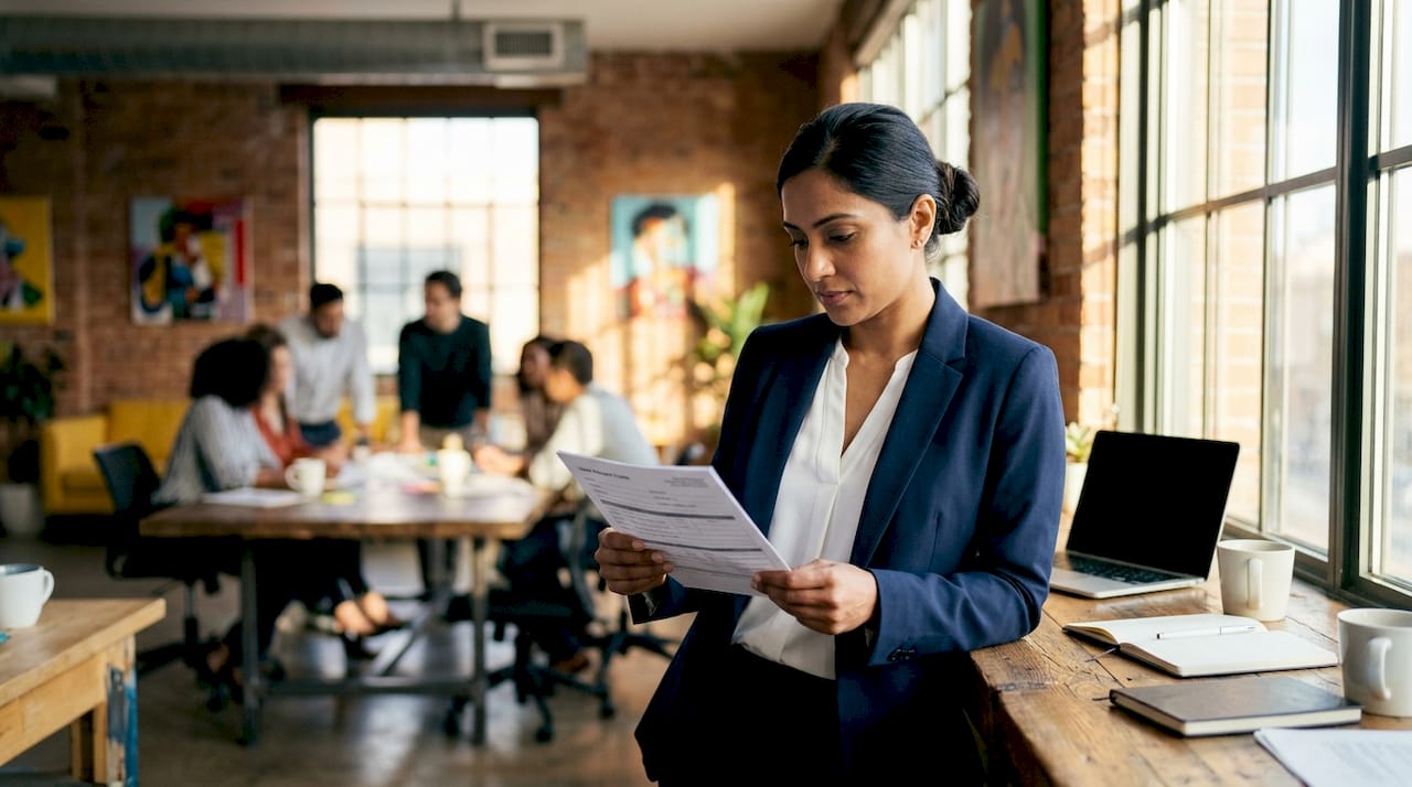 HR manager reviewing employee vacation requests