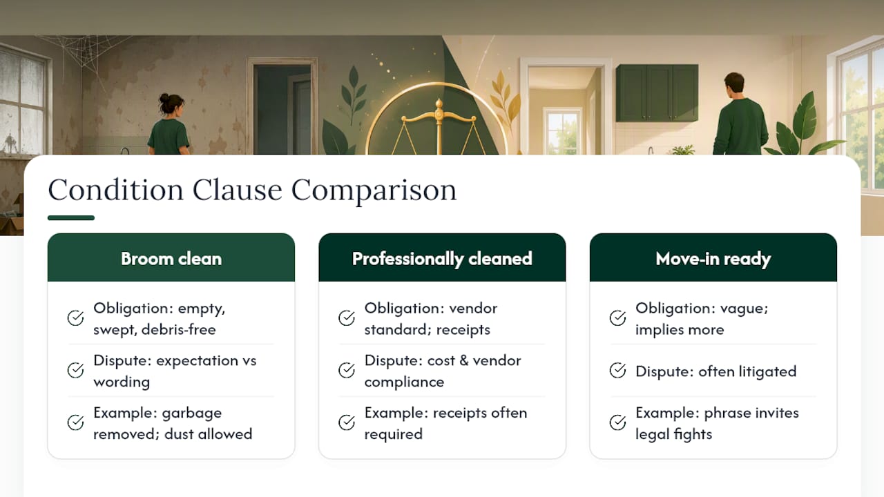 Comparison of lease condition clauses