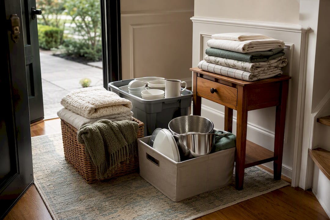 Usable household goods ready for donation pickup