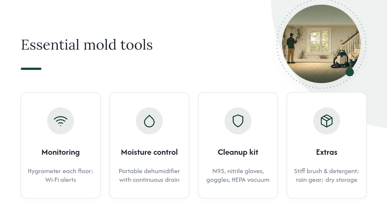 What Tools Do You Actually Need to Monitor and Clean Up Mold? — overview diagram