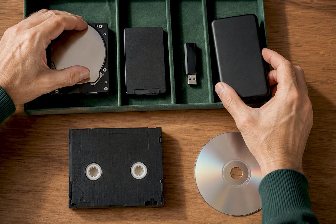 Assorted storage media sorted for destruction