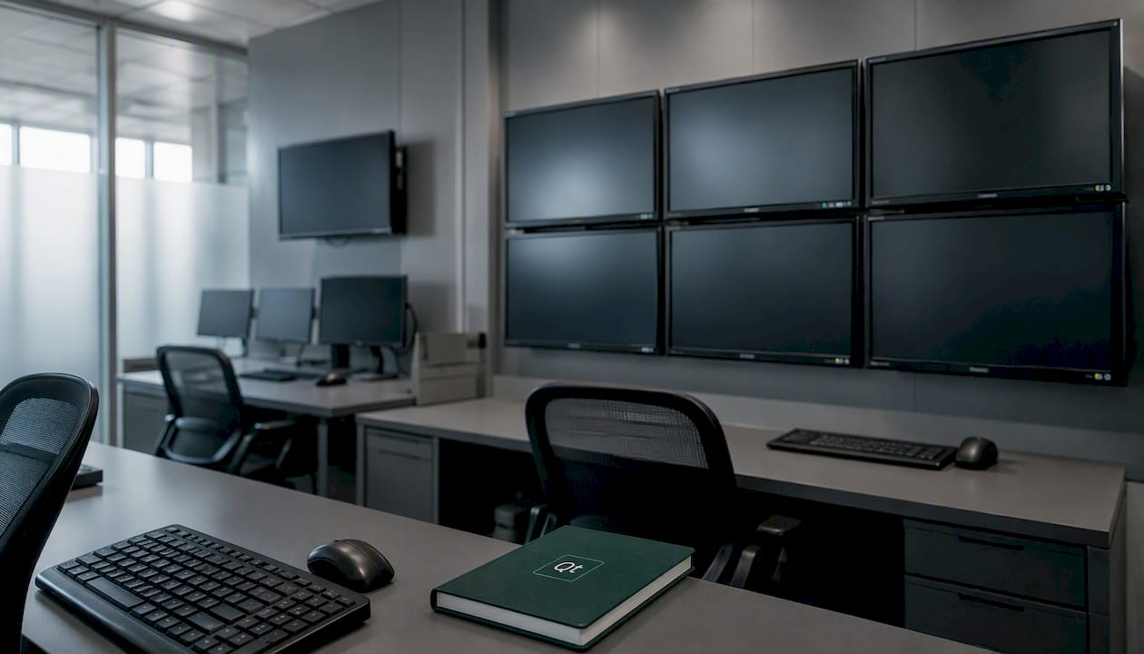 pharma QA production control room with machines