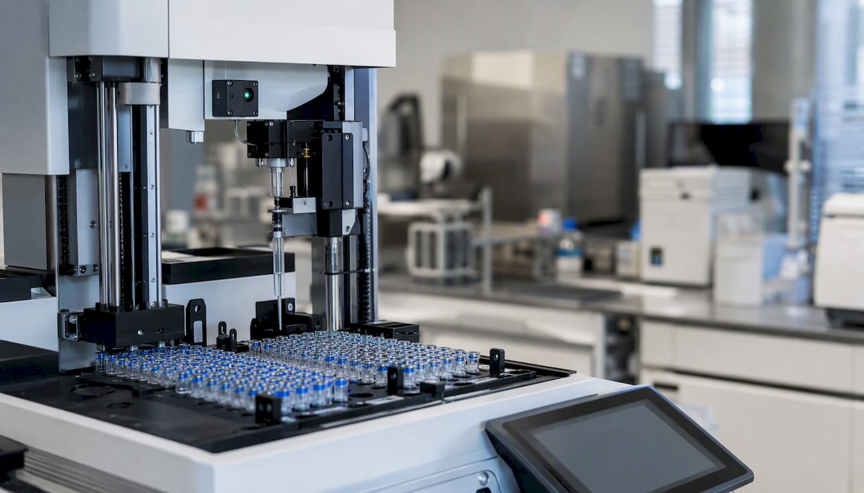 Automated testing equipment in pharma lab