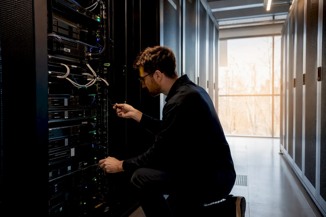Close-up of server rack for backup restore testing