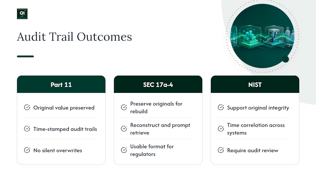 Comparison of three audit trail frameworks