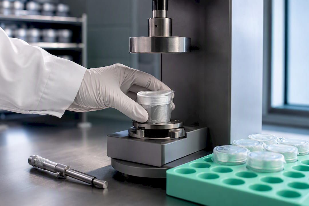 Technician placing samples into qualification fixture