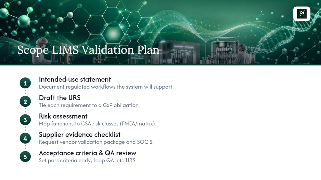 How Do You Scope a LIMS Validation Plan? — overview diagram