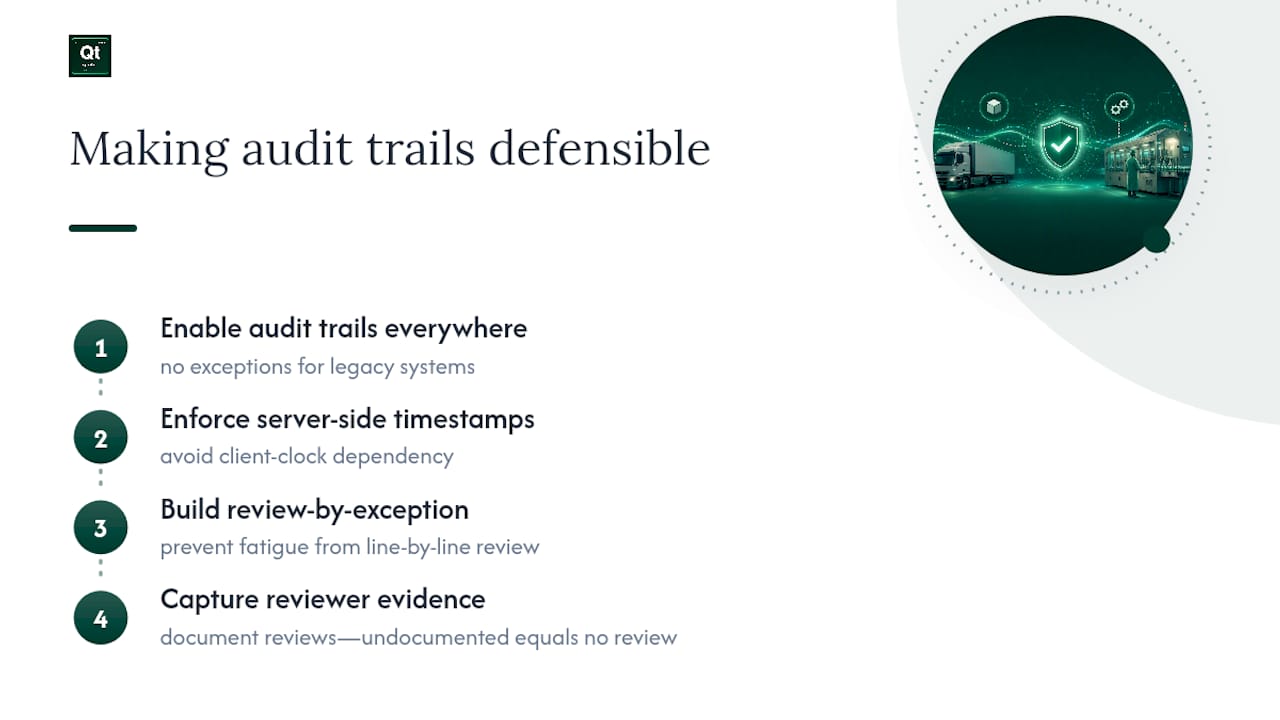What Actually Separates a Compliant Audit Trail From a Defensible One — overview diagram