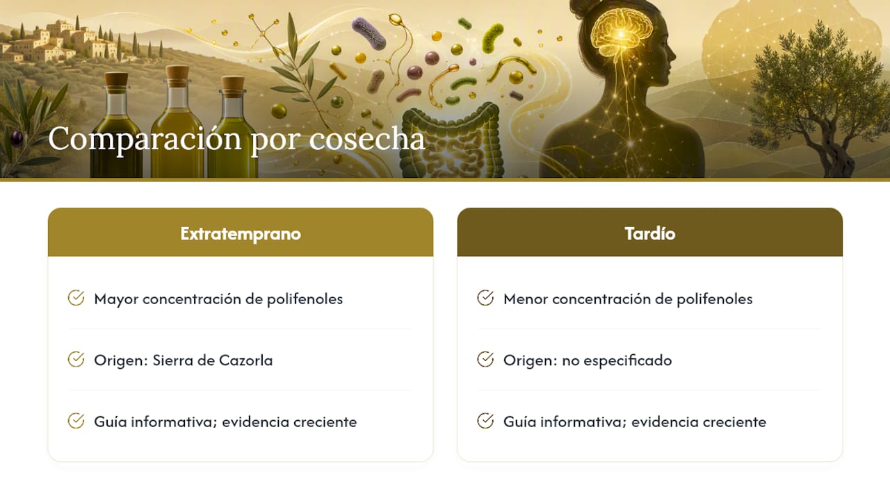 Respaldo científico detrás de esta guía sobre AOVE y microbiota — overview diagram
