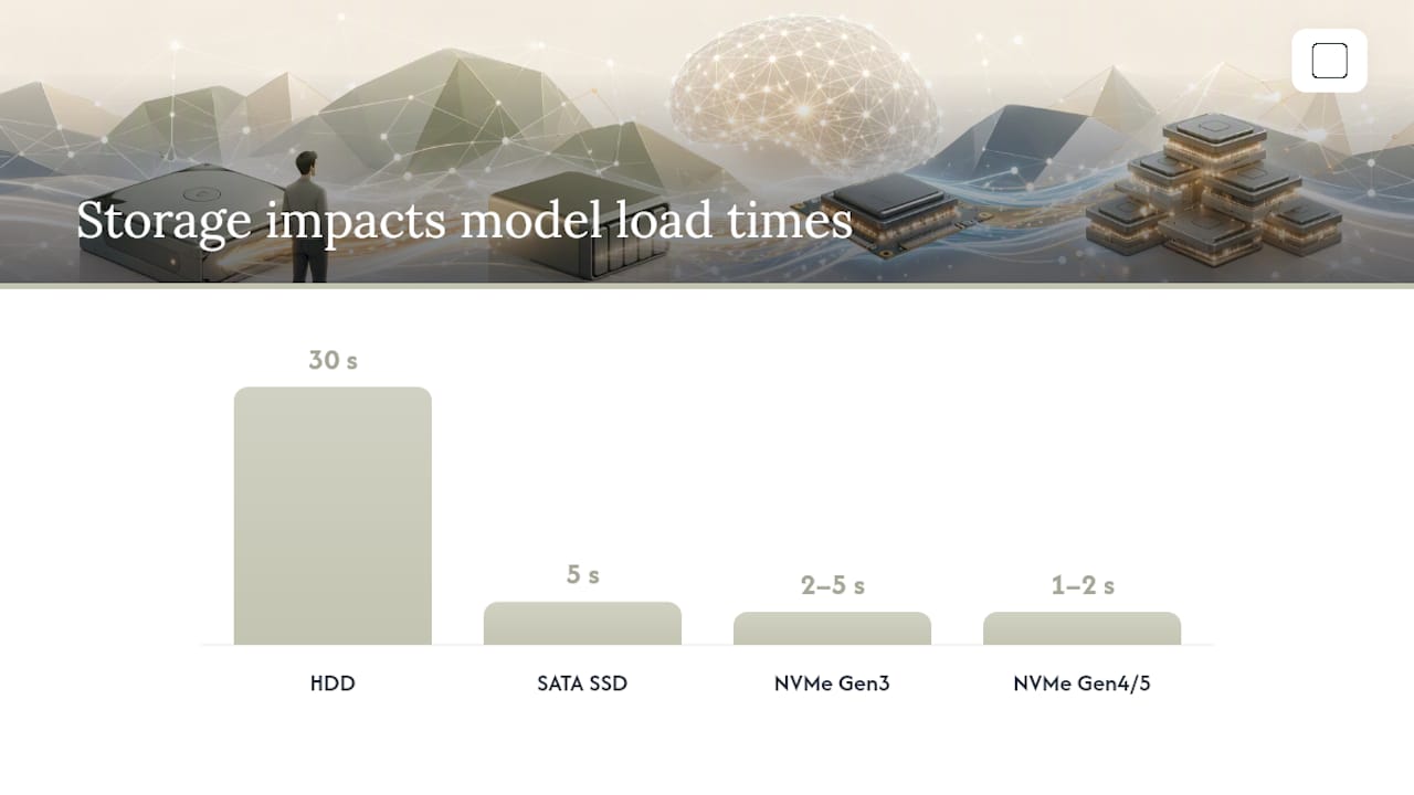 Storage types compared by AI model load times