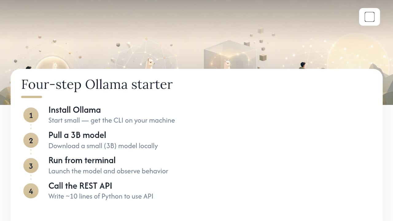 Four-step Ollama developer starter workflow