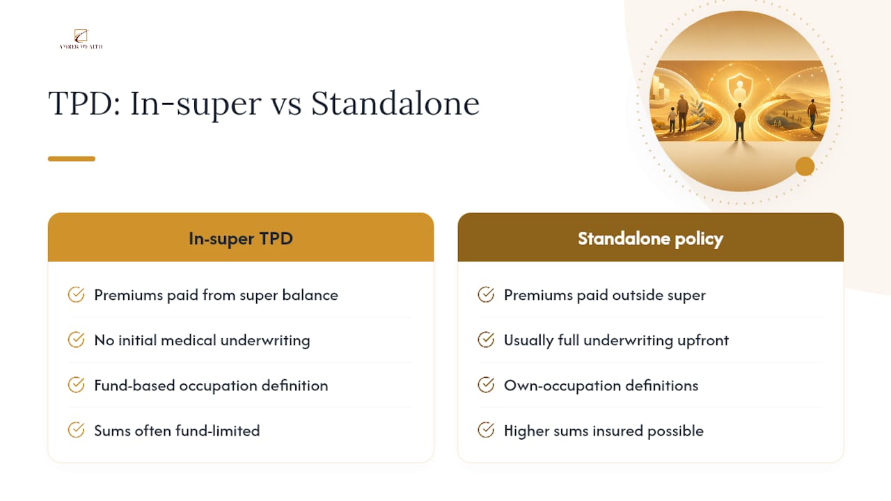Comparison chart of TPD insurance types
