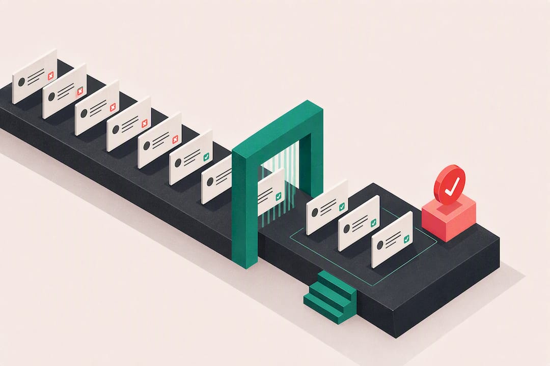 Isometric illustration of curated comment flow