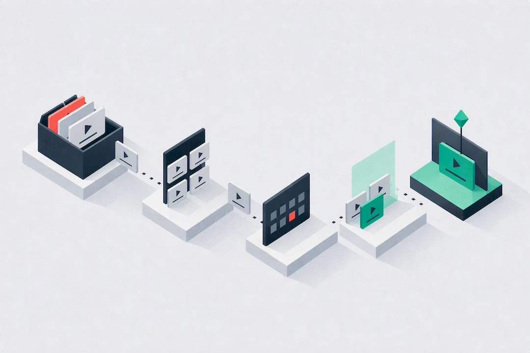 Isometric five-stage competitor audit illustration