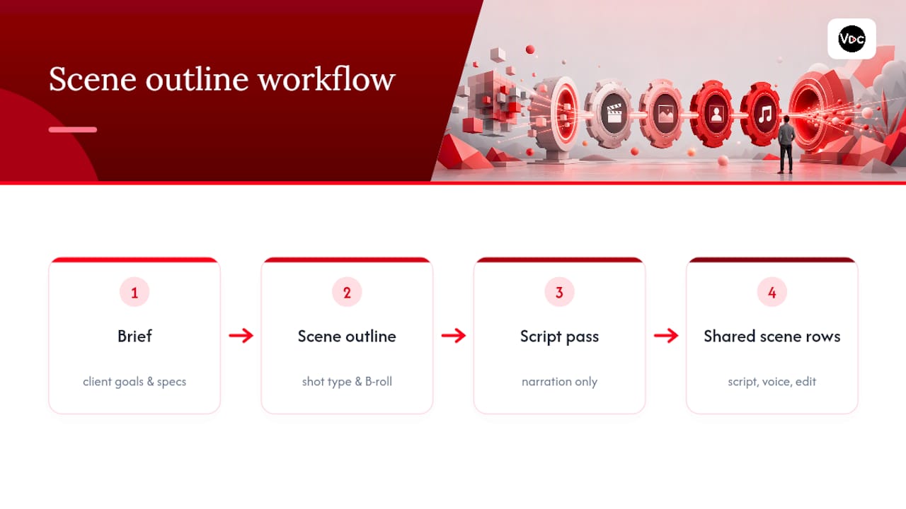 Scene outline workflow from brief to edit