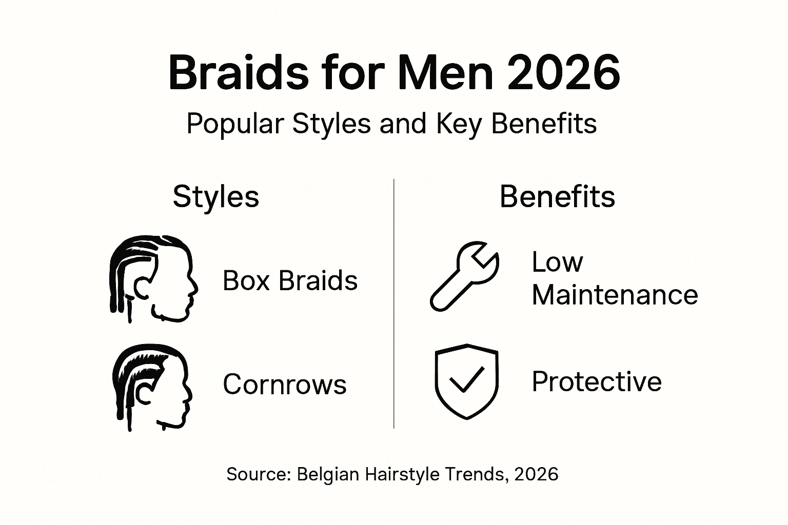 Infographic with popular braids styles and benefits