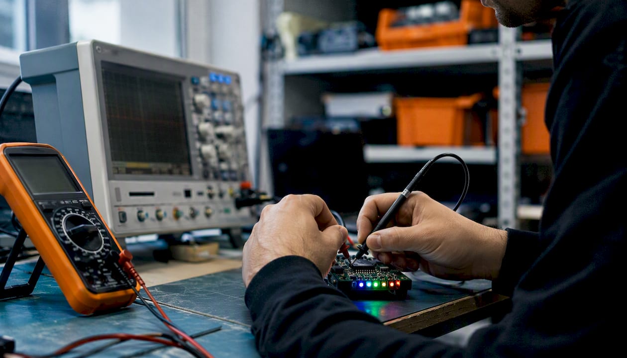 Hands testing GNSS receiver signal strength