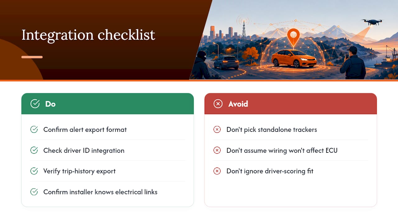 Can a car tracker connect to fleet management or telematics software? — overview diagram