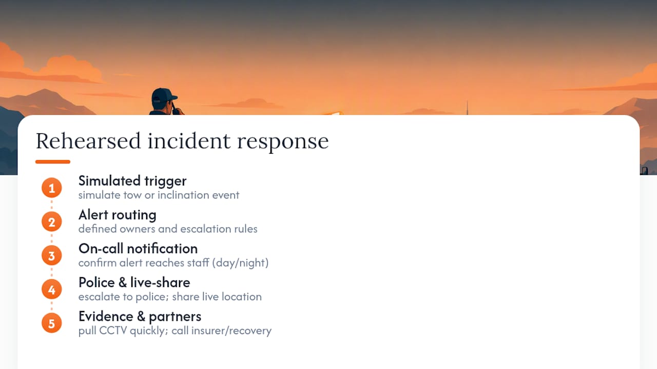 Simulated tow incident response workflow