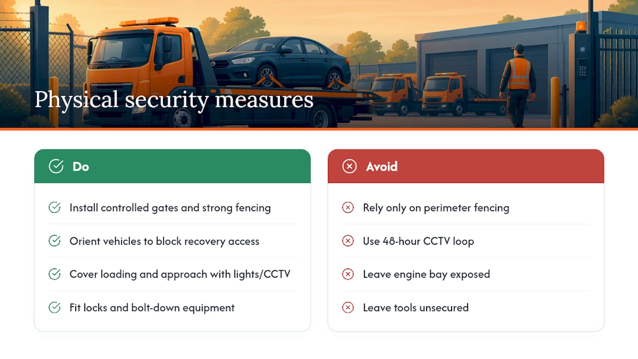 Physical security: hardening trucks and yards against theft — overview diagram