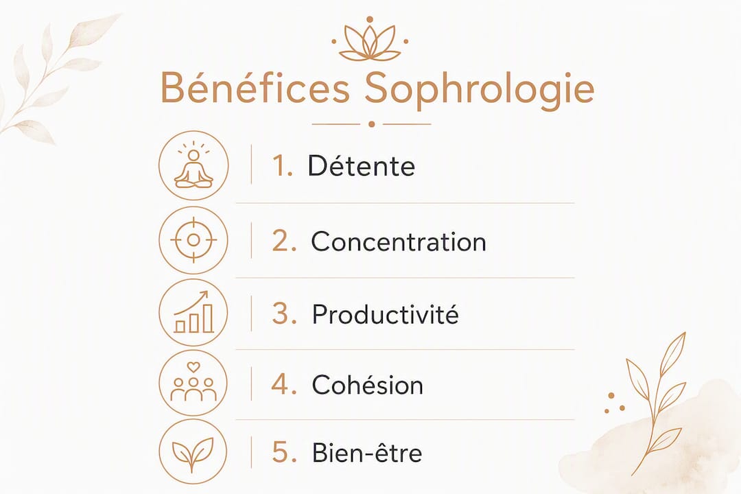 Infographie : les avantages de la sophrologie pour améliorer le bien-être au travail