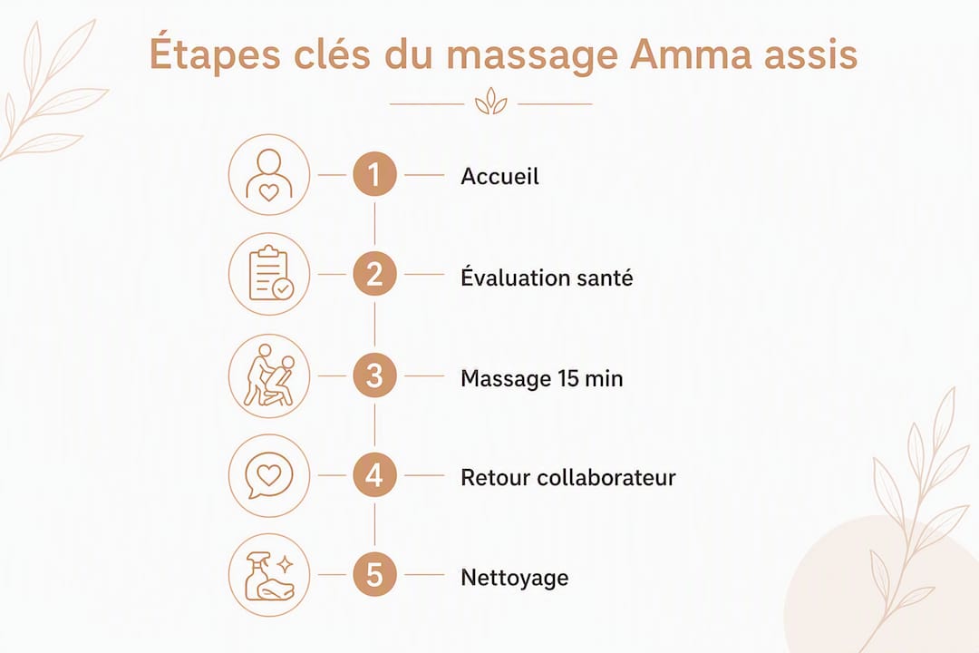 Infographie : les étapes clés du massage Amma assis en milieu professionnel