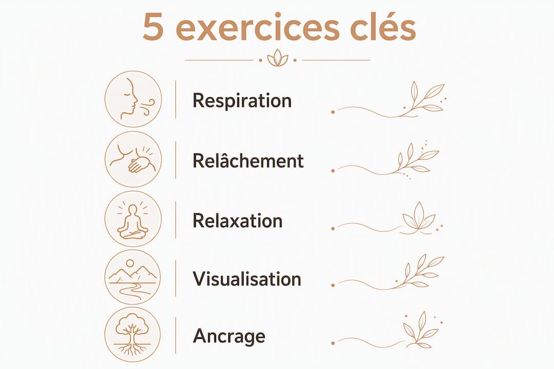 Infographie : 5 exercices incontournables de sophrologie pour apaiser l’anxiété