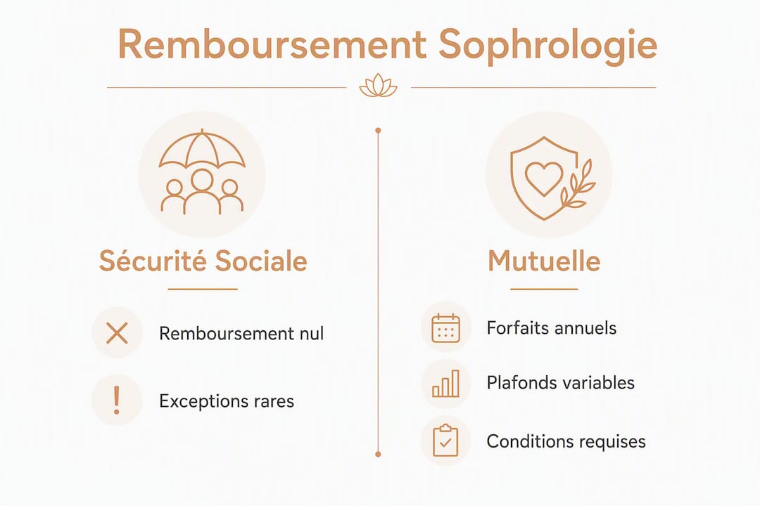 Aperçu visuel des prises en charge de la sophrologie par la Sécurité sociale et les complémentaires santé
