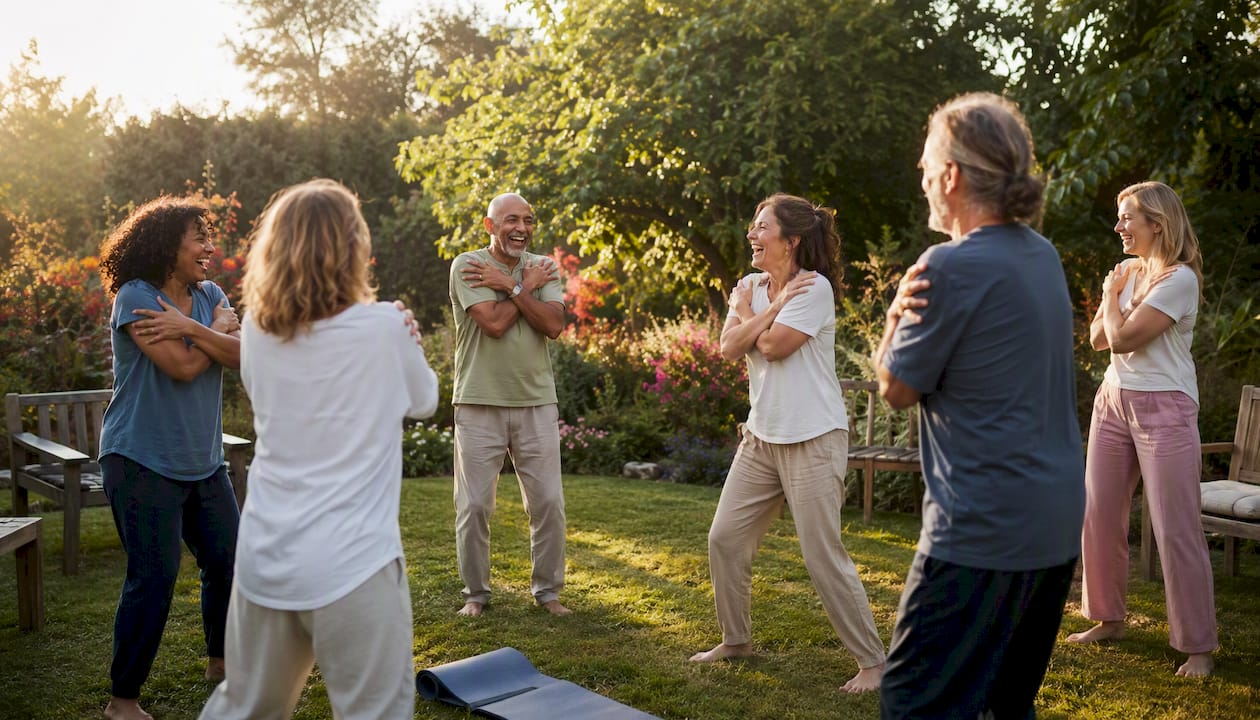 Atelier collectif de yoga du rire en salle