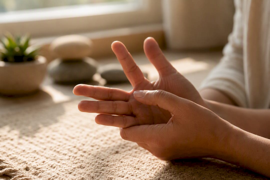 Mains comptant un rythme de respiration lente