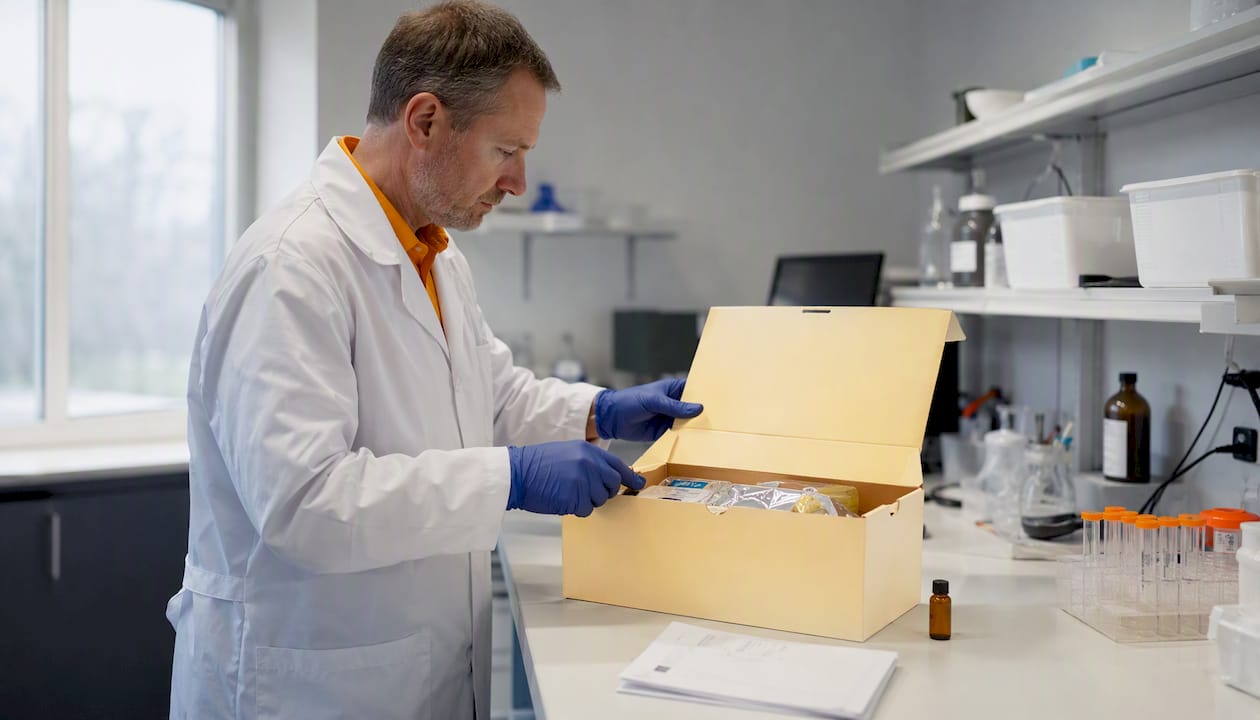 Een laborant controleert een nieuwe levering semaglutide in het lab.