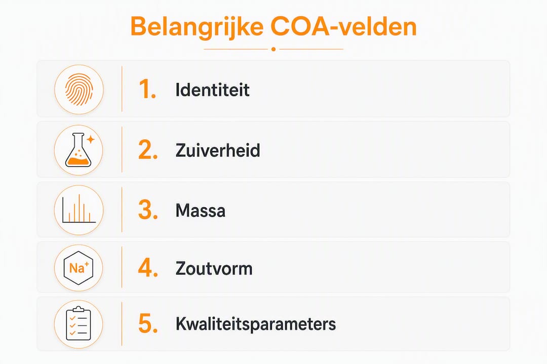Infographics met een duidelijk overzicht van de belangrijkste COA-velden