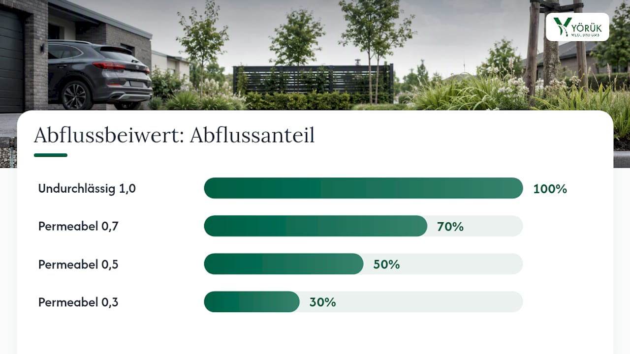 Diagramm zur Veranschaulichung von Abflussbeiwerten und Gebührenermäßigungen