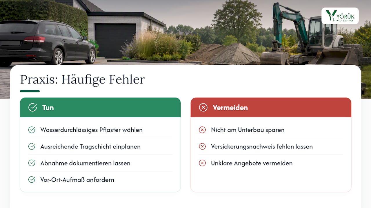 Praxisperspektive: Häufige Fehler beim privaten Parkplatzbau — overview diagram