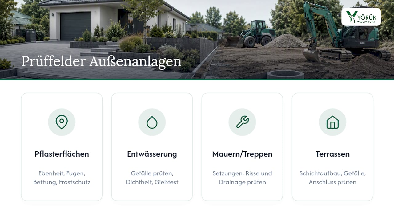 Übersicht der Prüfkriterien für Außenanlagen
