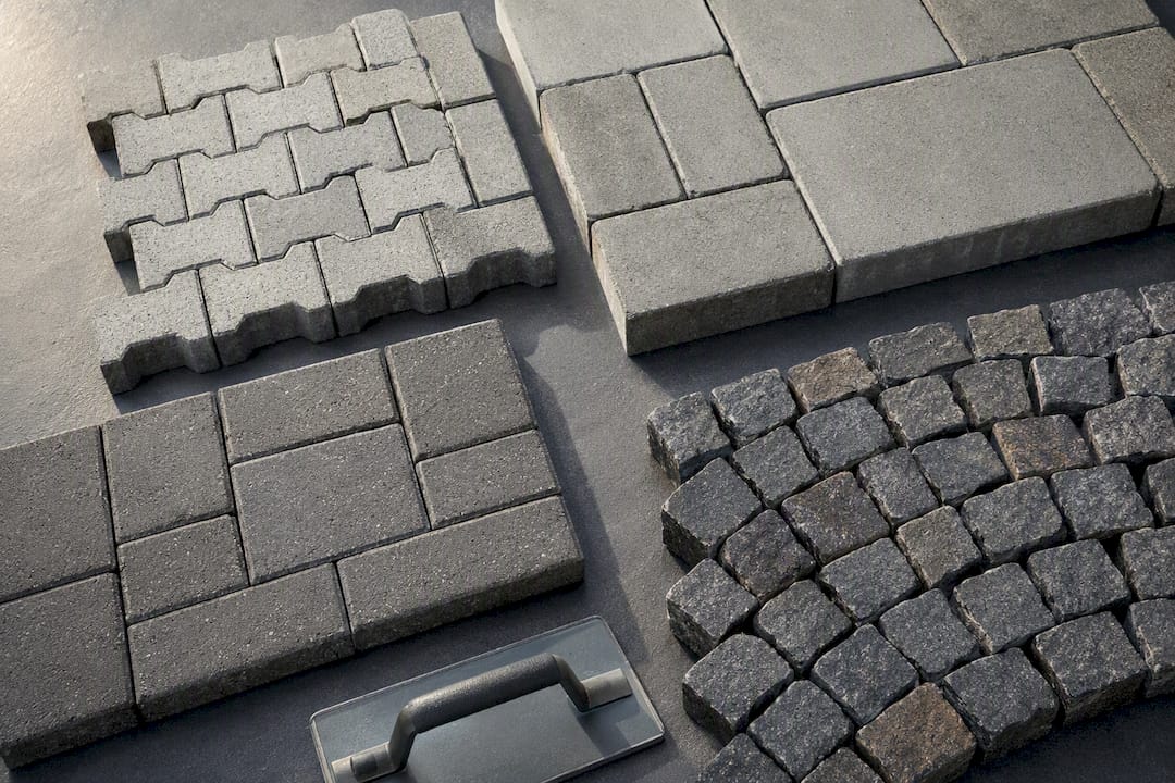 Vergleich verschiedener Pflastermaterialien nach Größe