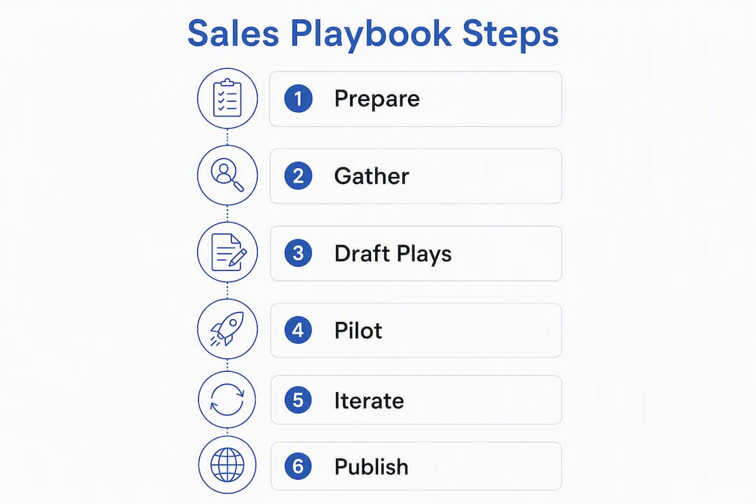 Infographic outlining sales playbook building steps