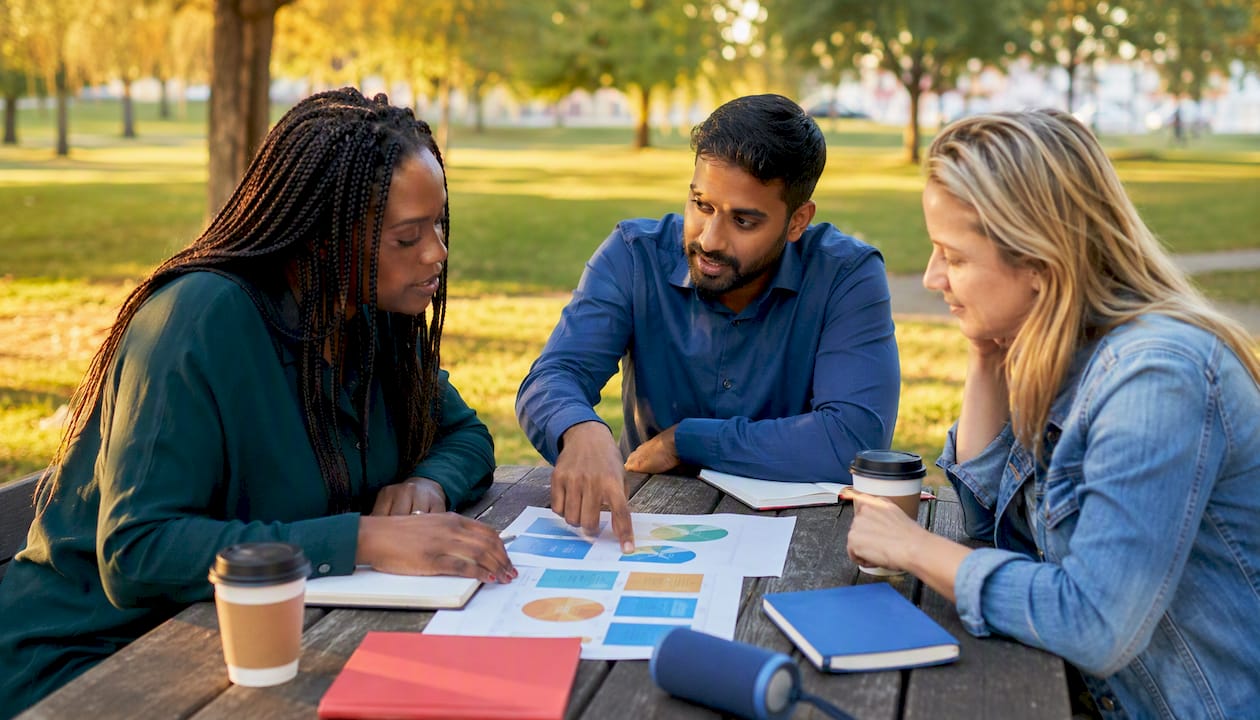Managers discussing coaching models in meeting