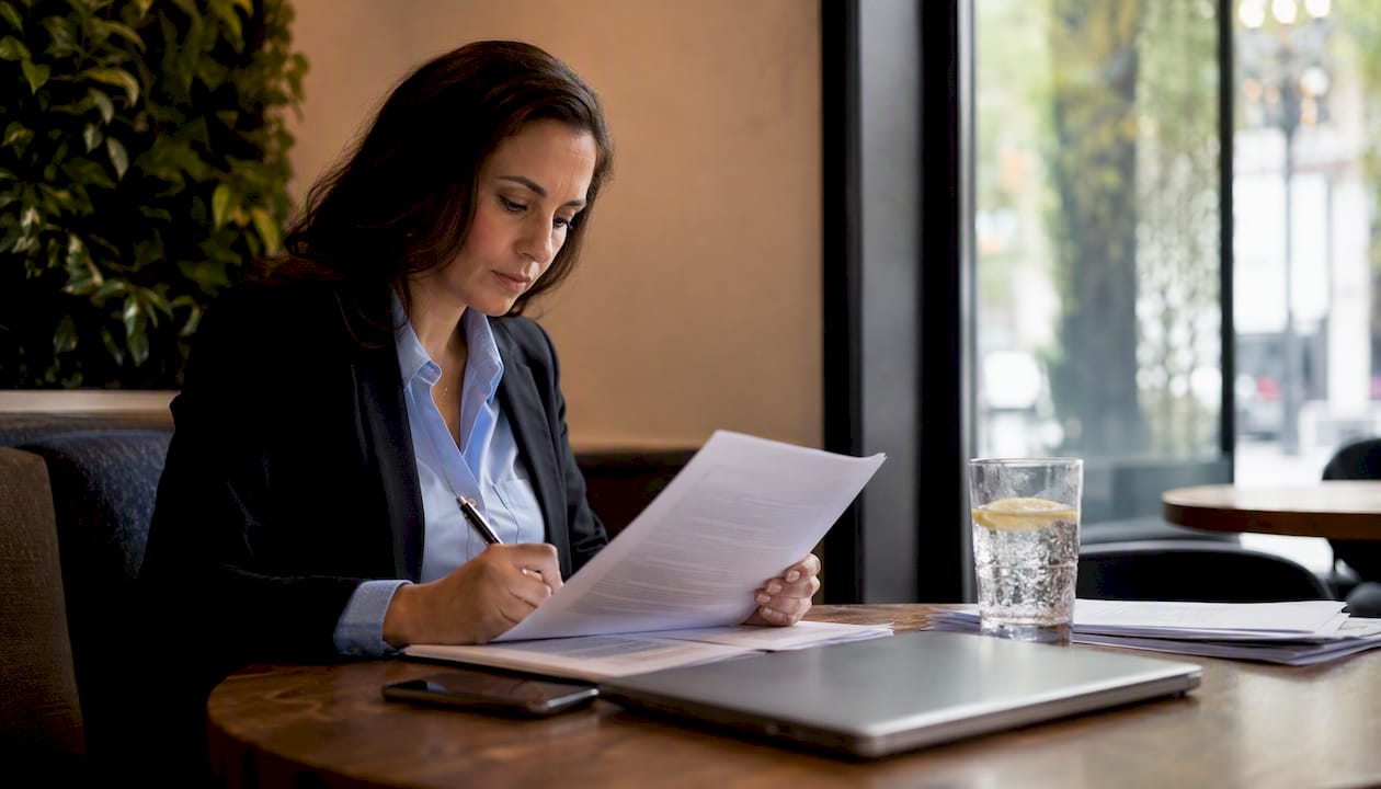 Manager reviewing customer service coaching playbook