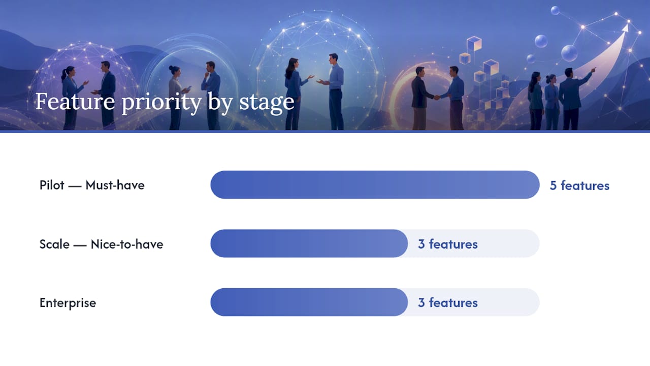 Feature priority by deployment stage diagram