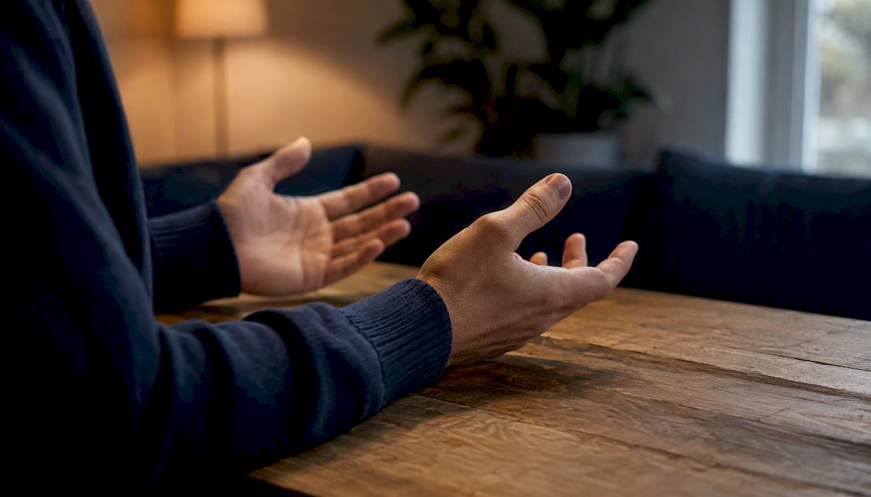 Hands showing calm speaking gesture